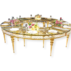 Luxury gold serpentine modular wedding table with crystal ball legs for banquet hall