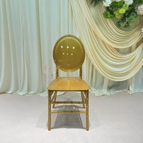 Commercial Grade Gold Round Back Banquet Chair for Hotel Wedding (3) Commercial Grade Gold Round Back Banquet Chair for Hotel Wedding (3)