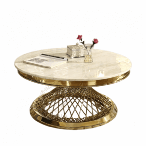 Gold carved marble coffee table, wedding furniture manufacturer