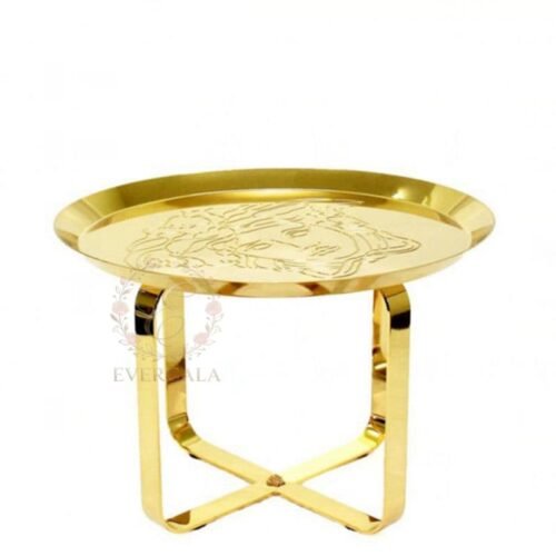 Gold X-base Stainless Steel coffee table, luxury banquet hotel furniture supplier