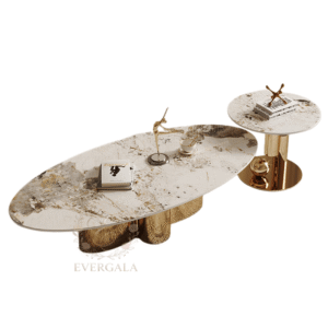 Gold base round coffee table, luxury wedding furniture supplier