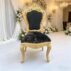 Luxury Gold Carved Wedding Chair, Black Velvet Upholstered Banquet Chair for Wedding Reception (2)