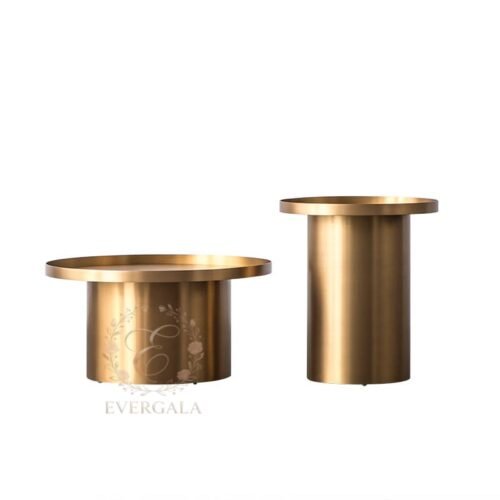 Gold cylinder coffee table, modern wedding event furniture