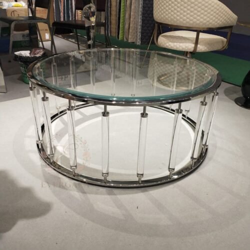 Modern Luxury Clear Acrylic Round Coffee Table (4) Modern Luxury Clear Acrylic Round Coffee Table (4)