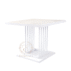 Minimalist square bistro table with white powder-coated base.