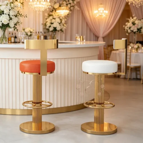 all-white upholstered bar stool gold frame for luxury wedding banquet (3) all-white upholstered bar stool gold frame for luxury wedding banquet (3)