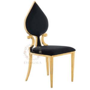 Contemporary gold stainless steel event chair featuring an artistic silhouette backrest design, high-quality seating for modern banquet venues