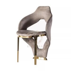 Luxury beige curved back dining chair for wedding reception
