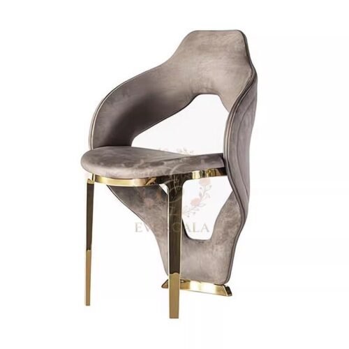 Luxury beige curved back dining chair for wedding reception