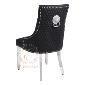 Luxury black gold lion head carved dining chair for hotel event