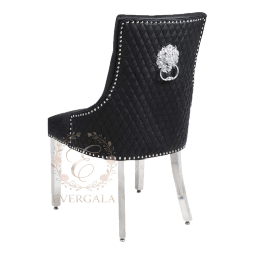 Luxury black gold lion head carved dining chair for hotel event