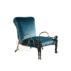 Luxury blue gold frame single sofa, elegant upholstered armchair for wedding banquet hotel