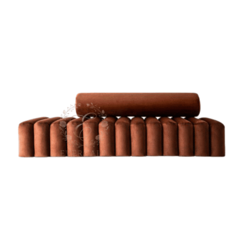 Vintage brown straight row sofa for event rental