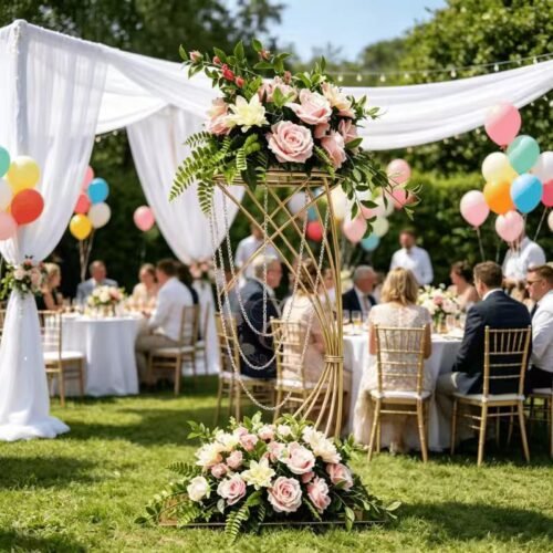 circular-gold-mirror-wedding-flower-stand circular-gold-mirror-wedding-flower-stand