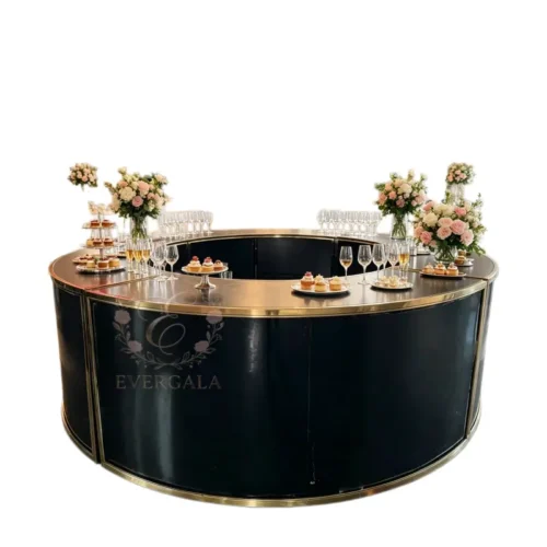 Luxury circular mirror black and gold wedding bar counter for 360 degree service