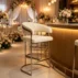 cream white curved back bar stool gold frame for wedding bar events (2)