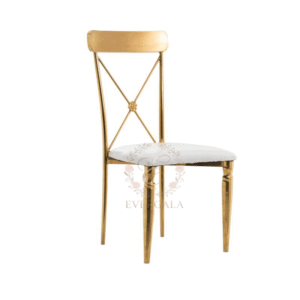 Simple cross-back stainless steel chair for events and banquets