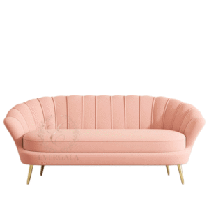 Luxury curved blue white sofa, upholstered channel tufted sofa for wedding banquet hotel