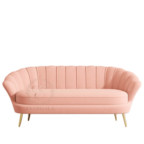 Luxury curved blue white sofa, upholstered channel tufted sofa for wedding banquet hotel