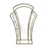 Elegant oval-shaped wine rack with a polished gold metal frame. Perfect for displaying beverages and decor at wedding receptions, cocktail bars and luxury events.