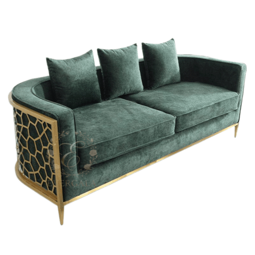 Luxury Modern laser carved hollow out 3 seater sofa for hotel lobby