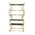 Stylish wine rack with a unique wavy gold metal frame, designed to display wine bottles and glasses. Ideal for wedding receptions, gala dinners and themed events.
