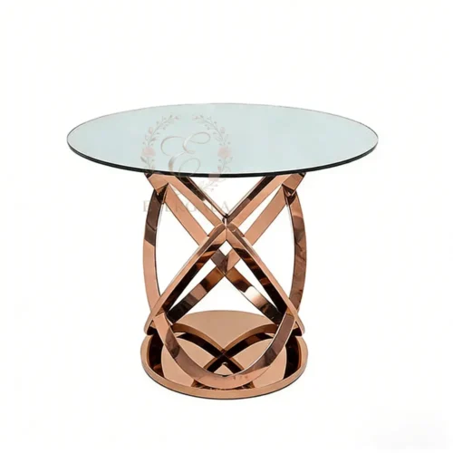 designer-circular-cake-table-spiral (2) Unique designer round cake table with spiral metal stand.