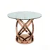 Unique designer round cake table with spiral metal stand.