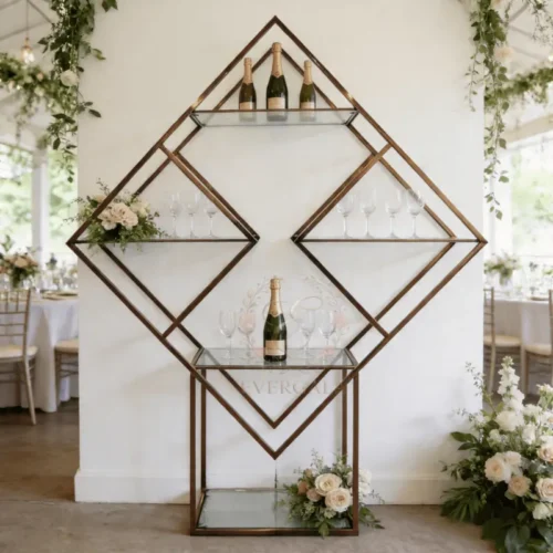 diamond pattern gold wine rack display stand for modern wedding events (1) diamond pattern gold wine rack display stand for modern wedding events (1)