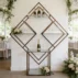 diamond pattern gold wine rack display stand for modern wedding events (1)