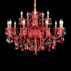 Unique dramatic ruby red crystal chandelier for gothic style weddings and bold event venue decoration