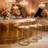 elegant white fabric bar stool gold openwork frame for wedding banquet (1)