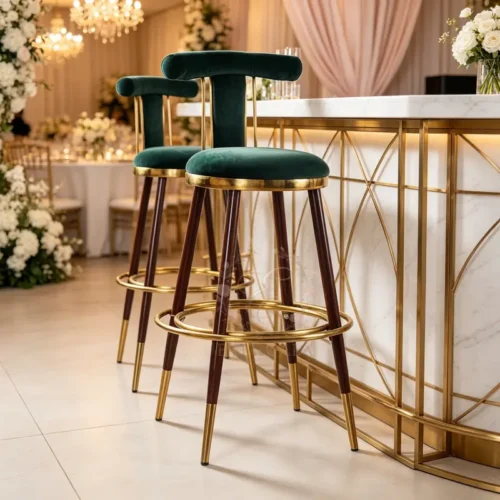 emerald green velvet bar stool gold legs for gala dinner wedding events (1) emerald green velvet bar stool gold legs for gala dinner wedding events (1)