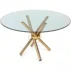 Luxury wedding party table centerpieces featuring a round glass top and twisted stainless steel legs, commercial grade banquet furniture for event venue, bespoke supply by EverGala.