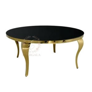 Modern Simple Classic Style Round Black Wedding Table with Curved  Legs
