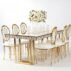 High-end wedding furniture featuring a rectangular glass top and rhinestone inlay gold stainless steel frame, commercial grade banquet decor from China supplier, bespoke event design.