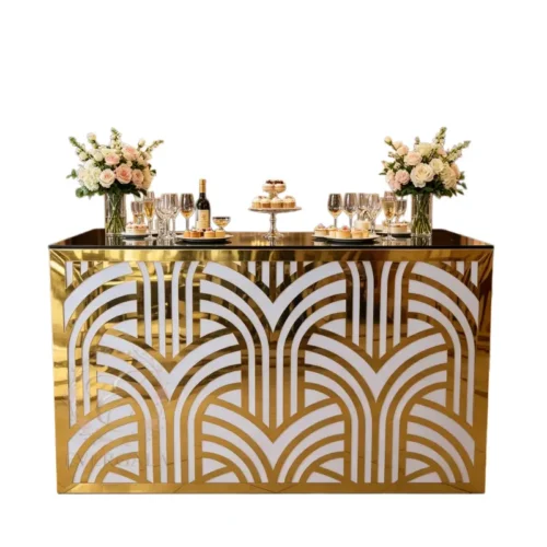 Luxury fan shape wave pattern gold stainless steel banquet bar counter for events