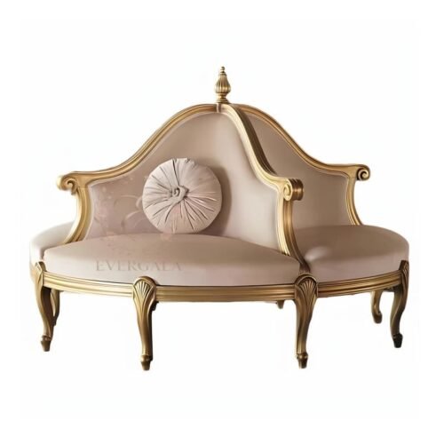 French luxury gold frame double sofa for wedding ceremony