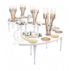 EverGala white French provincial curved banquet table with ornamental legs and smooth finish, perfect as a luxury wedding head table or flexible event furniture for upscale hotel ballrooms.