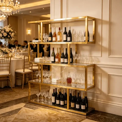 geometric gold grid wine rack display stand for modern wedding events (1) geometric gold grid wine rack display stand for modern wedding events (1)