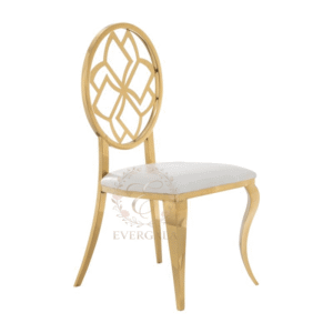 Contemporary geometric diamond lattice backrest stainless steel event chair, durable gold frame for professional catering