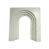 Geometric white 3D backdrop wall with layered arch design for modern light luxury wedding decor