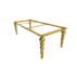Modern rectangular dining table with gold ball-shaped stainless steel legs, luxury wedding banquet furniture from Foshan manufacturer.