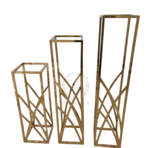 Gold Geometric Crisscross Wedding Flower Stand Pedestal