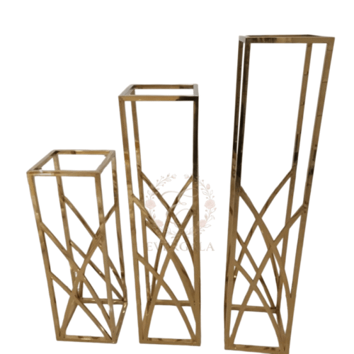 Gold Geometric Crisscross Wedding Flower Stand Pedestal