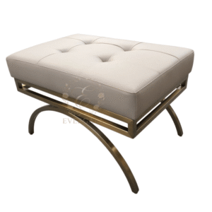 Modern gold frame tufted bench sofa, upholstered ottoman for wedding event hotel