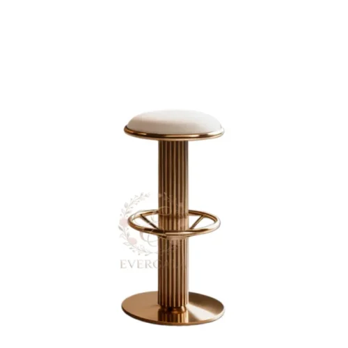 Stylish bar stool with eye-catching polka dot cushion and polished gold metal frame. Lightweight yet durable, ideal for wedding receptions, banquet setups, outdoor parties and commercial event venues. Easy to assemble and transport.