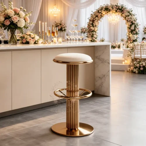 gold metal bar stool with polka dot cushion for wedding reception events (3) gold metal bar stool with polka dot cushion for wedding reception events (3)