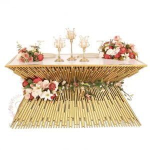 Luxury Gold Rectangular Wedding Banquet Table for Events