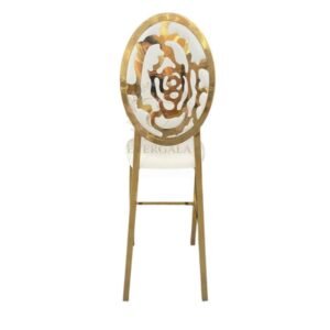 gold rose cutout back bar stool with white cushion for wedding banquet events (1)